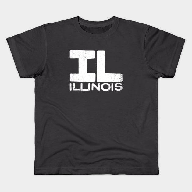 IL Illinois State Vintage Typography Kids T-Shirt by Commykaze